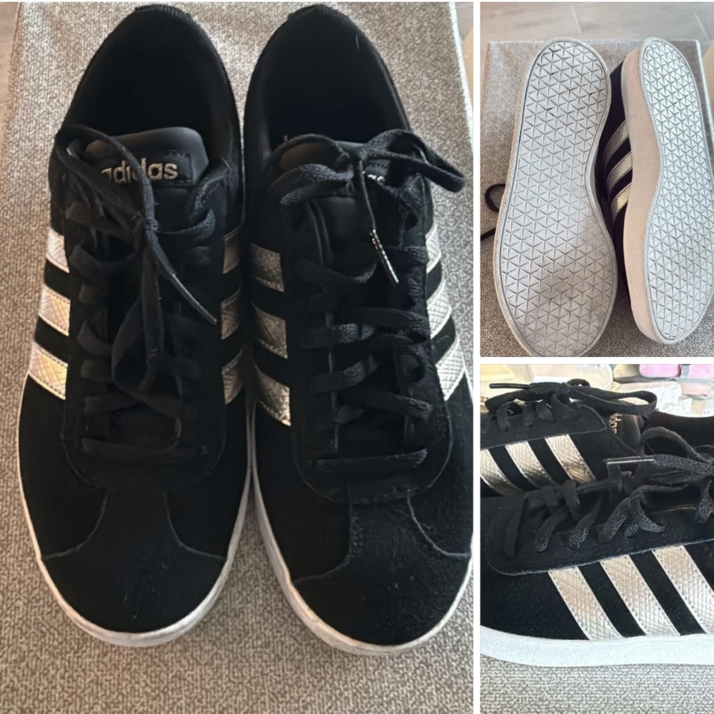 Adidas Superstar Black and White Classic Sneakers size 6 1/2 almost brand new